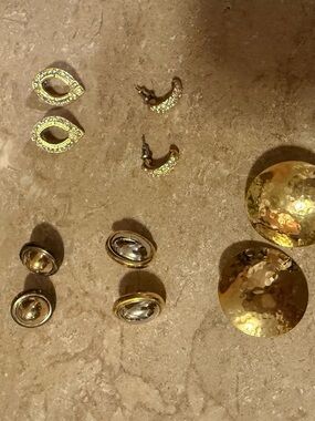 Vintage Gold-Tone Women's Earrings Set - Multi Style 1960s 1970s 1980s
